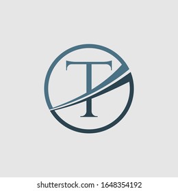 initial letter T logo template. logo inside circle