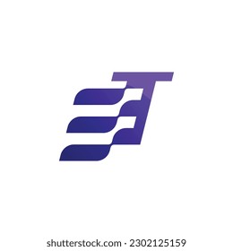 Initial Letter T Logo Template Design Vector Illustration Blue And Purple Colors