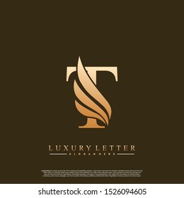 Initial letter T Logo and wing symbol. Wings design element vector.