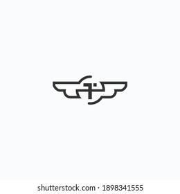 Initial letter T logo and wings symbol. Wings design element, initial Letter T logo Icon, Initial Logo Template