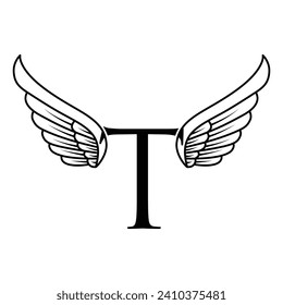 Initial letter T logo and wings symbol vector