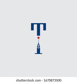 Initial letter T logo.new york city logo design, Empire State Building letter logo