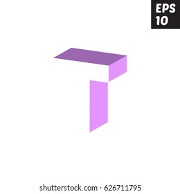 Initial letter T lowercase logo design template block violet purple 