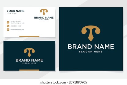 Initial letter T luxury logo for company with business card template