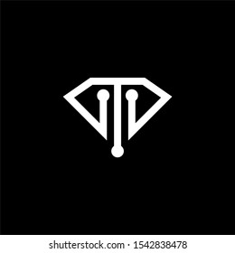 Initial letter T M logo template with modern technology symbol in flat design monogram illustration