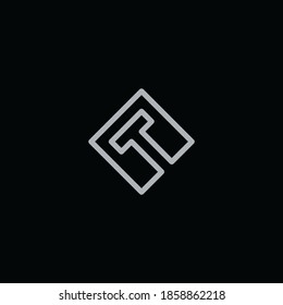 initial letter t minimal line box concept logo design template