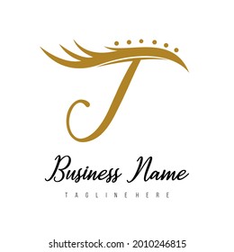 Initial Letter T Modern Luxury Eye Lash, Lashes, Beauty, Salon, Spa, Cosmetic, Makeup Business Logo Concept