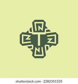Letra inicial logotipo del emblema del circuito de la tecnología moderna T