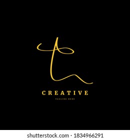 Initial letter T. Monogram signature logo design template. Minimalis logo concept for business and company.