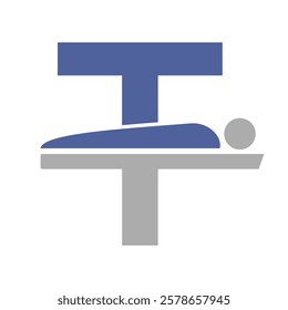 Initial Letter T MRI Symbol Of Medical MRI Procedure Vector Template. Tomography Sign