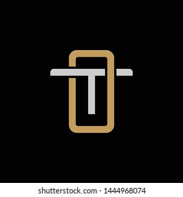 Initial letter T and O, TO, OT, overlapping interlock logo, monogram line art style, silver gold on black background