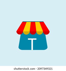 carta inicial t sobre las compras. Resumen del logo de la compra. Logo de la tienda en línea. Plantilla de logotipo del vector