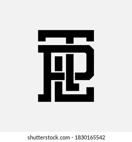 Initial letter T, P, L, TPL, TLP, PLT, PTL, LTP or LPT overlapping, interlock, monogram logo, black color on white background