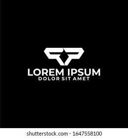 Initial letter T or P logo template with eagle bird geometric negative space illustration in flat design monogram symbol