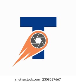 Initial Letter T Photography Logo Camera Lens Concept. Photography Symbol Template
