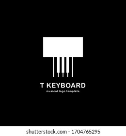 Initial Letter t Piano symbol Logo Design. Modern monogram logo template isolated on grey background. Vector Illustration.