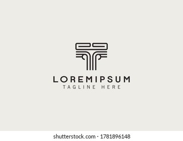 Initial Letter T Pillar column logo design inspiration