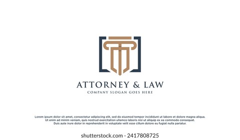 Initial Letter T Pillar Law Firm, Attorney and Law logo design vector element.