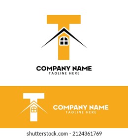 Letra inicial vectorial del logotipo inmobiliario T, letra inicial logotipo de la casa T