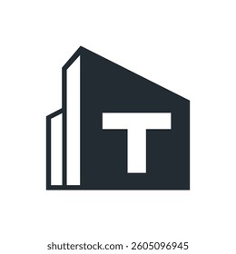 Initial Letter T Real Estate Logo Concept With City Building Symbol Vector Template