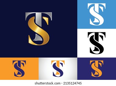 Vector de diseño del logotipo T S de la carta inicial. Símbolo gráfico de alfabeto para identidad empresarial