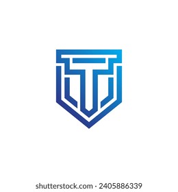 Initial letter T shield company logo design.