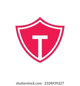 Initial letter T shield logo icon design, isolated on white background