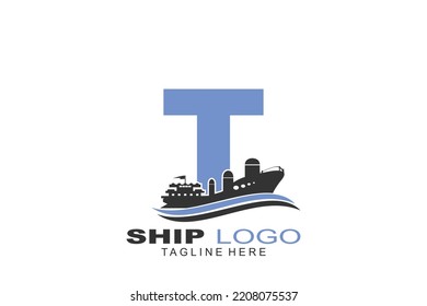 initial Letter T ship logo