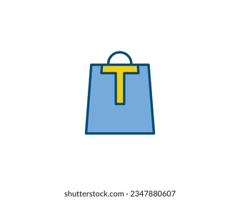 Anfangsbuchstabe T Shopping Bag Logo Logo Symbol Symbol Symbol Element Design. Shop Logotype. Vektorgrafik-Vorlage