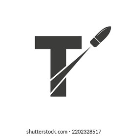 Logo-Vorlagenkonzept für Vektorgrafik-Vorlagenkonzepte für Verteidigungslogos mit Anfangsbuchstaben T