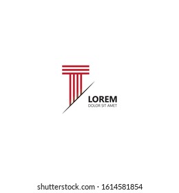 Initial letter t sliced uppercase modern logo design template elements. Red letter Isolated on white background. Suitable for business, consulting group company.