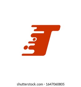 initial letter t with speed effect. Vector logo template