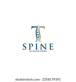 initial Letter T and spine logo vector, Chiropractic Logo design icon template