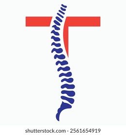 Initial Letter T Spine Logo Concept For Chiropractic Logo Design, Medical Physiotherapy Symbol