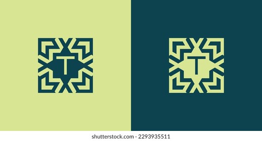Anfangsbuchstabe T quadratisches abstraktes Muster-Logo