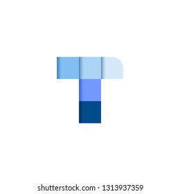 Initial Letter T Square Pixel Logo Design Inspiration in Blue Gradient Color for Media, Technology Brand Identity.