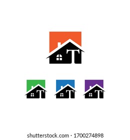 initial letter t square real estate logo