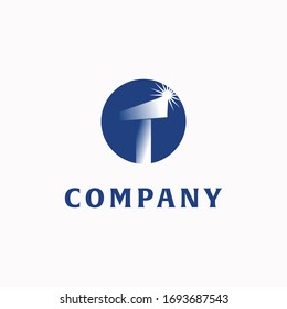 Initial letter T and sun with a sense of strong bright future modern logo template