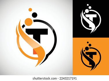 Initial letter T with the swoosh, biotech logo design concept. Logotype for science technology.