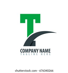 Initial Letter T With Swoosh Design Logo