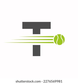 Initial Letter T Tennis Logo. Tennis Sports Logotype Symbol Template