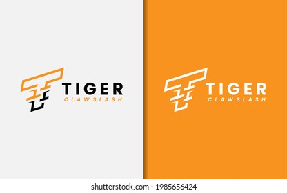 Initial Letter T with Tiger Claw Slash Style Concept Logo Design. Monogram Logo Vector illustration.