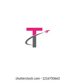 Initial Letter T Transportaion, Airplane, Aircraft Log Design