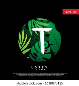 initial letter t tropical logo. modern icon, template design