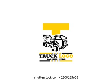 initial Letter T truck logo