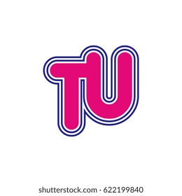 initial letter t and u. tu monogram outline logo