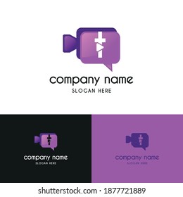 Letra inicial t con icono de chat de cámara de videollamadas para reuniones en línea, concepto de logotipo de consultoría