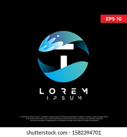 initial letter t water liquid logo. modern icon, template design