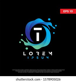 initial letter t water splash logo. modern icon, template design