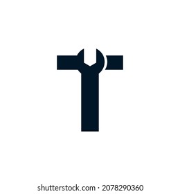 Initial Letter T Wrench Logo Design Inspiration